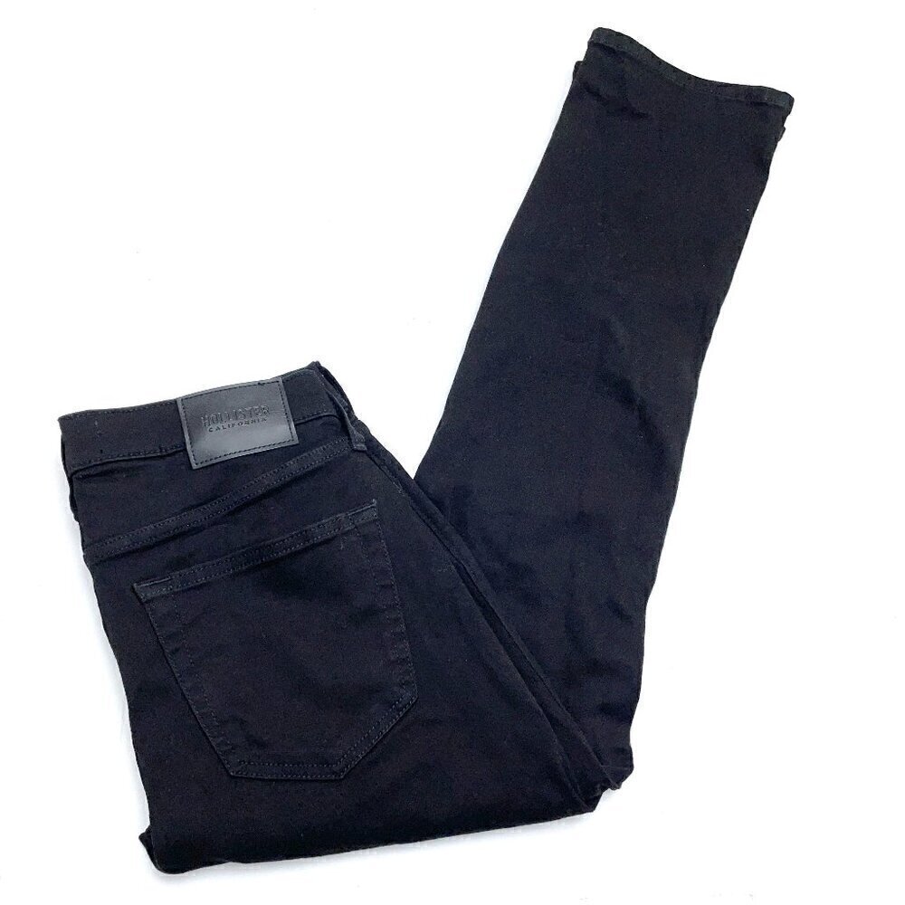 NEW Hollister Men's Black Slim Straight Leg Jeans Distressed Stretch 29 x 30